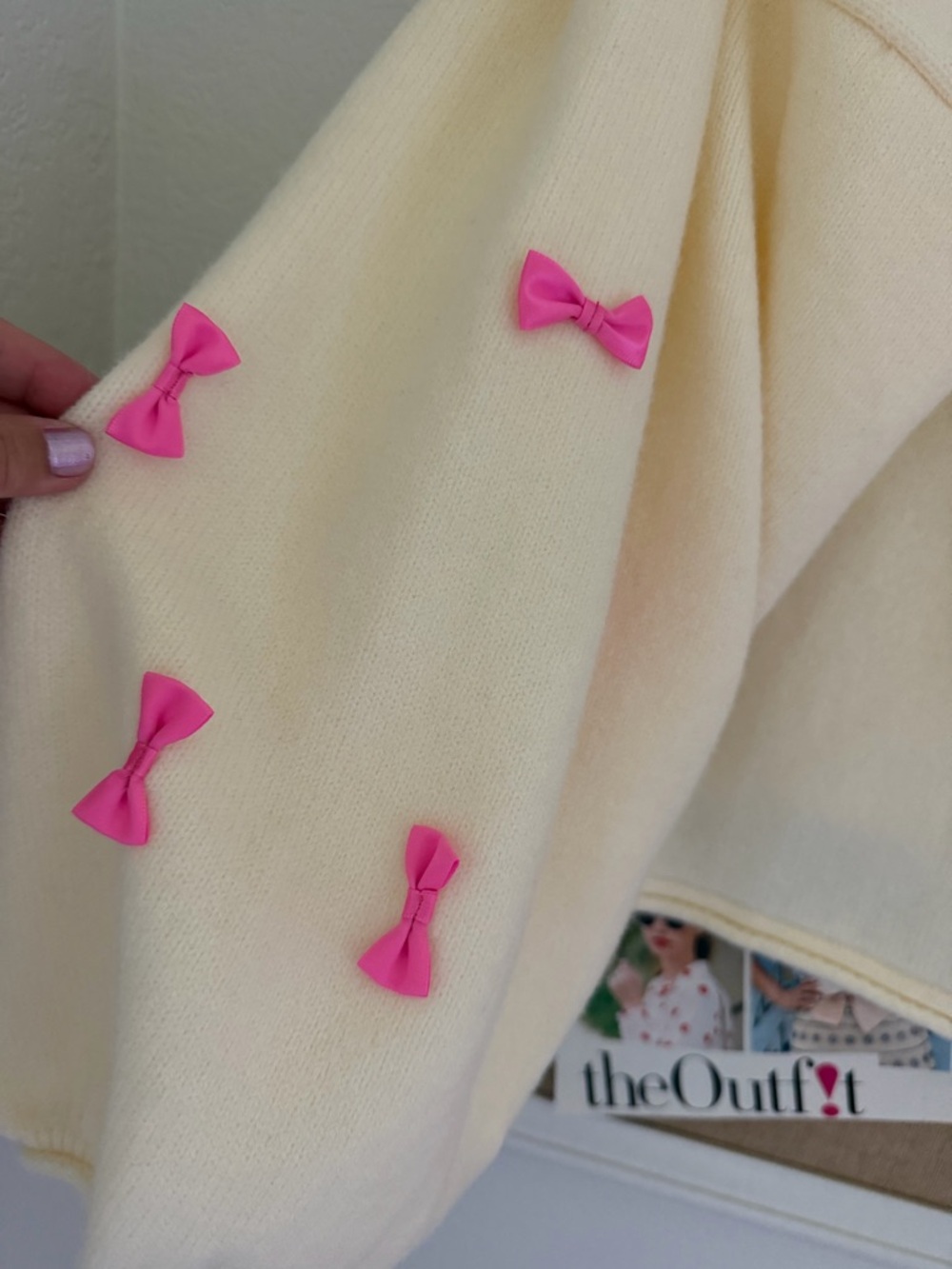Day + Moon Cream Bow-Embellished Cardigan - Picture 2 of 3